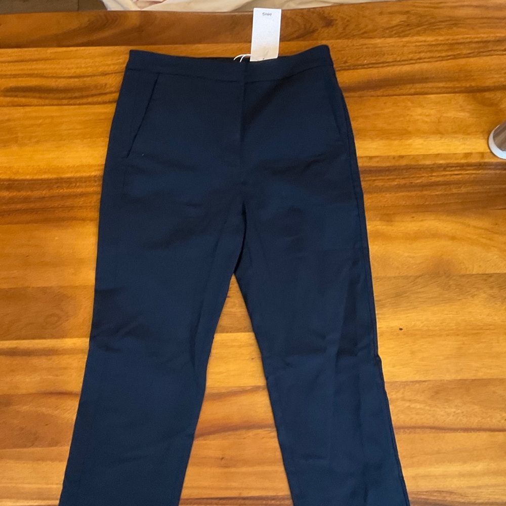Mango Navy Straight-Leg Trousers